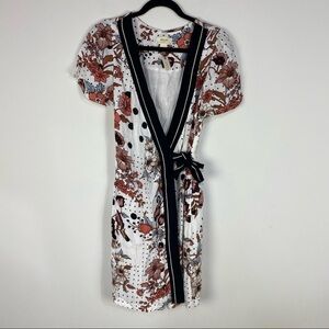 Maeve for Anthropologie Floral Polka Dot Mini Wrap Dress